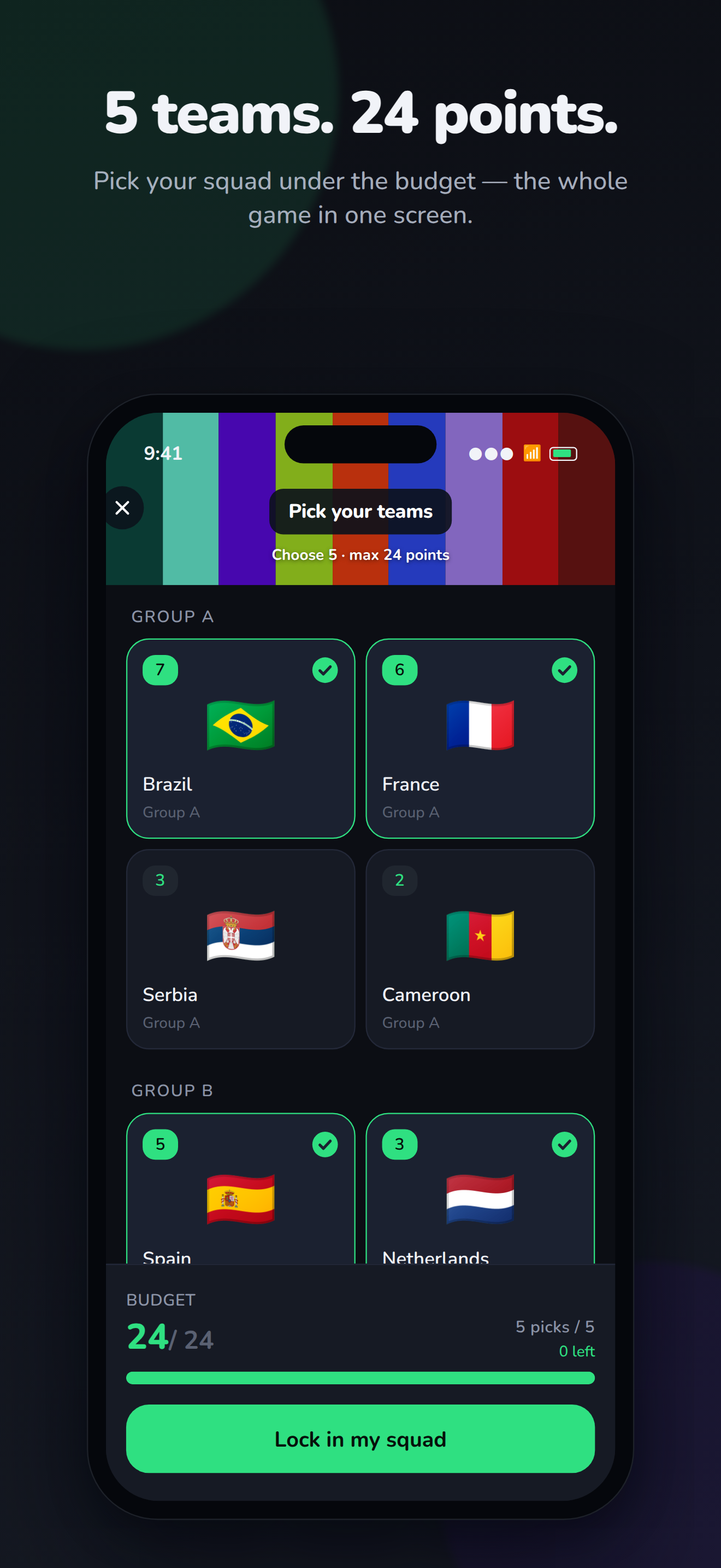 24pts Football app screenshot